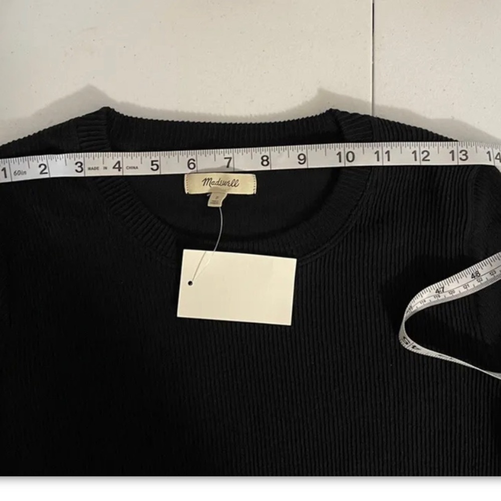 Nwt Madewell Longsleeve Ribbed Black Cotton Blend Top Small - Picture 9 of 11